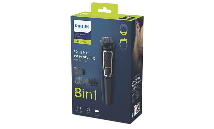 Philips Multigroom Series 3000 8-in-1 Face & Hair Trimmer - Black