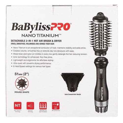 BaBylissPRO Nano Titanium Detachable 2 In 1 Hot Air Brush and Dryer