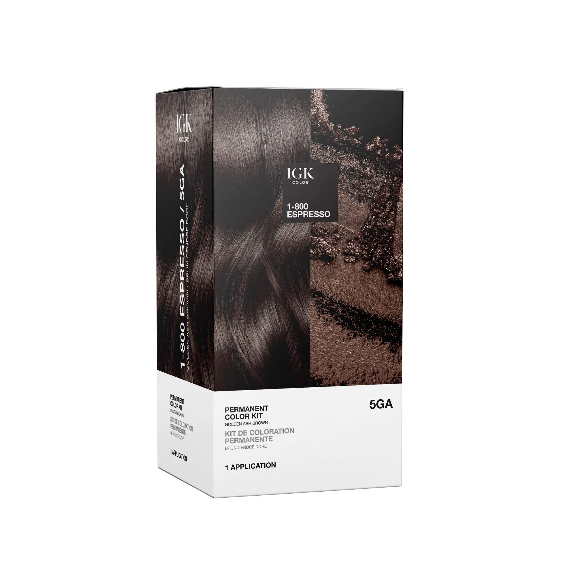 IGK Permanent Color Kit 1-800 Espresso - Golden Ash Brown