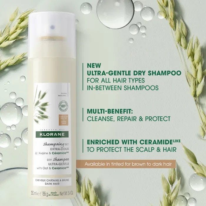 Klorane Dry Shampoo with Oat and Ceramide Like Dark Hair Tinted 250ml