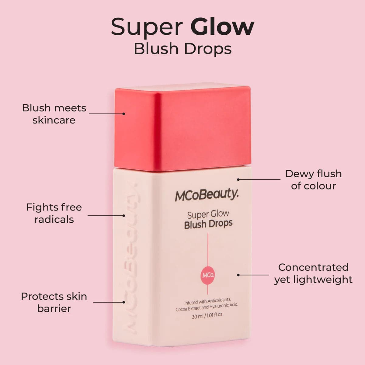 MCoBeauty Super Glow Blush Drops 30ml - Rose Pink