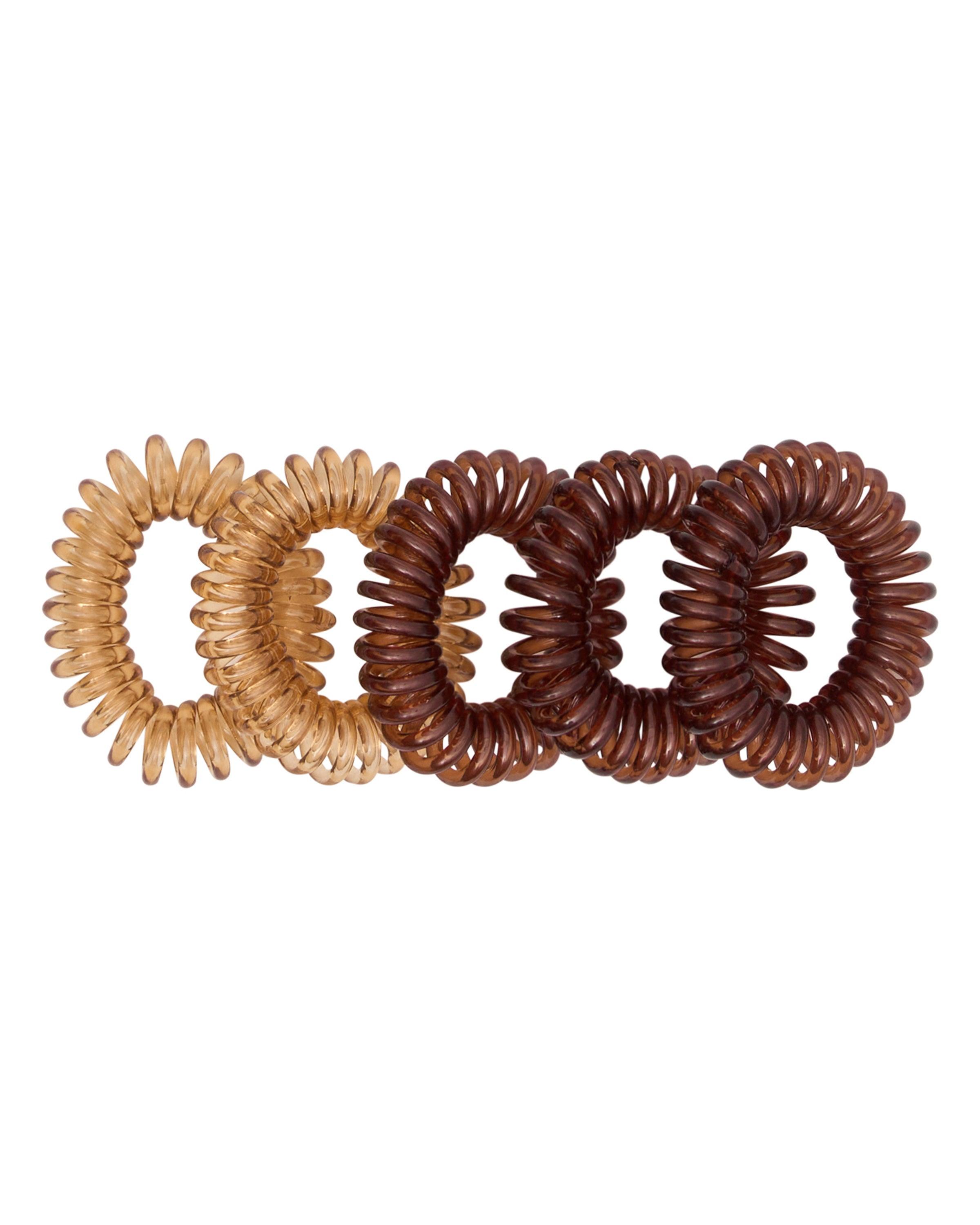 Oz Hair and Beauty Essentials Spiral Hair Ties 5 Pack - Browns