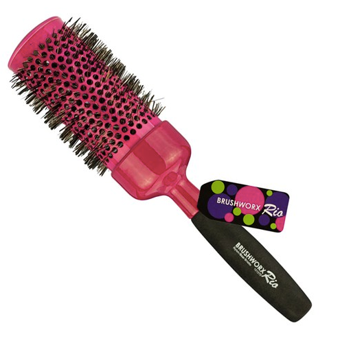 Brushworx Rio Pink Ceramic Hot Tube Hair Brush - Pink