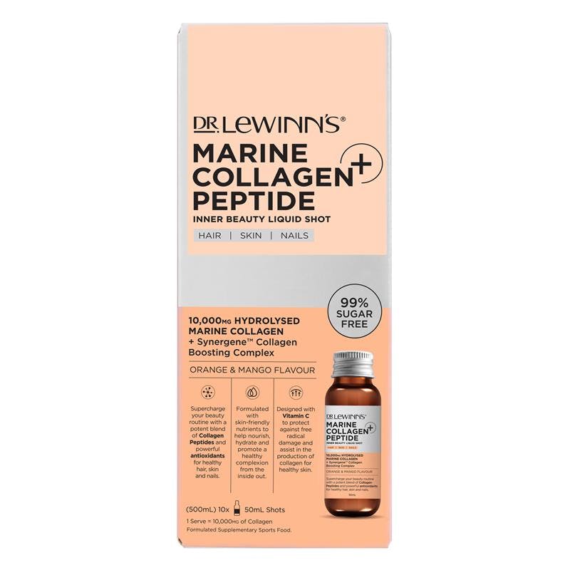 Dr. LeWinn's Marine Collagen Peptide Inner Beauty Liquid Shot Orange & Mango Flavour - 10 x 50ml