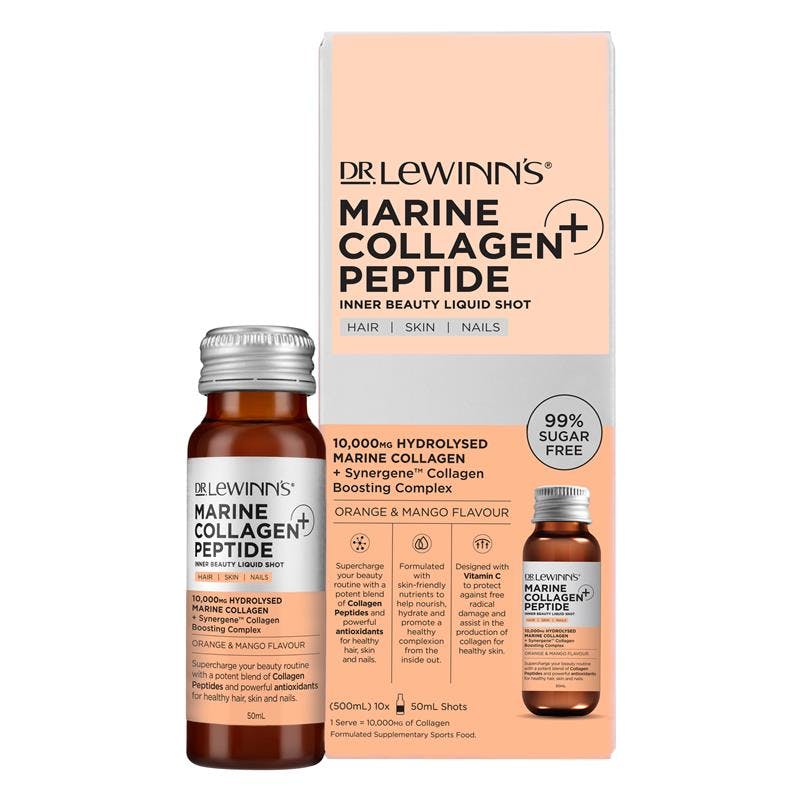 Dr. LeWinn's Marine Collagen Peptide Inner Beauty Liquid Shot Orange & Mango Flavour - 10 x 50ml