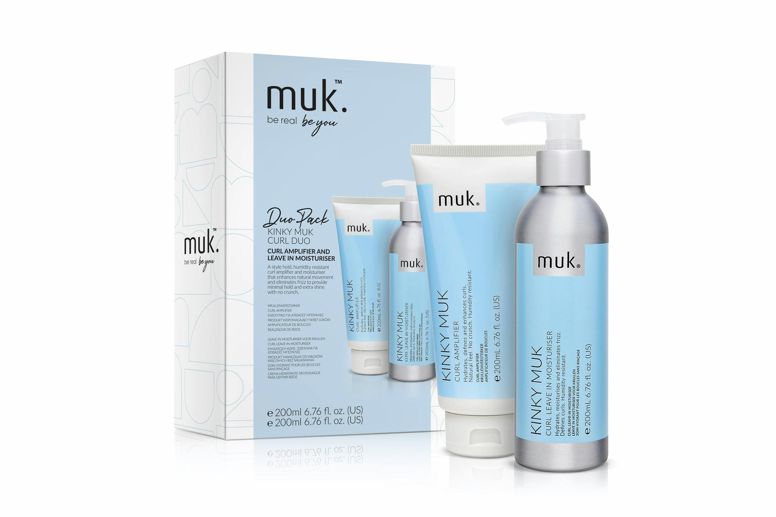 Muk Kinky Muk Curl Leave in Moisturiser and Curl Amplifier 200ml Duo Pack