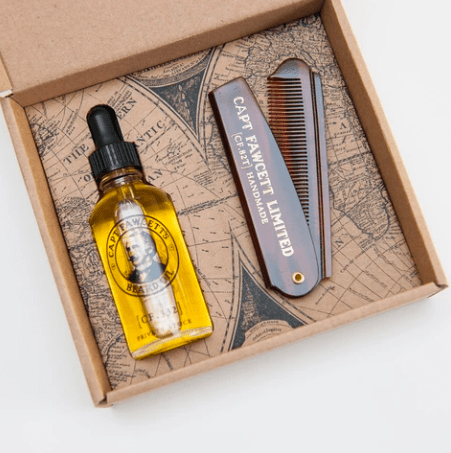 Captain Fawcett's Private Stock Beard Oil and Folding Pocket Beard Comb Gift Set