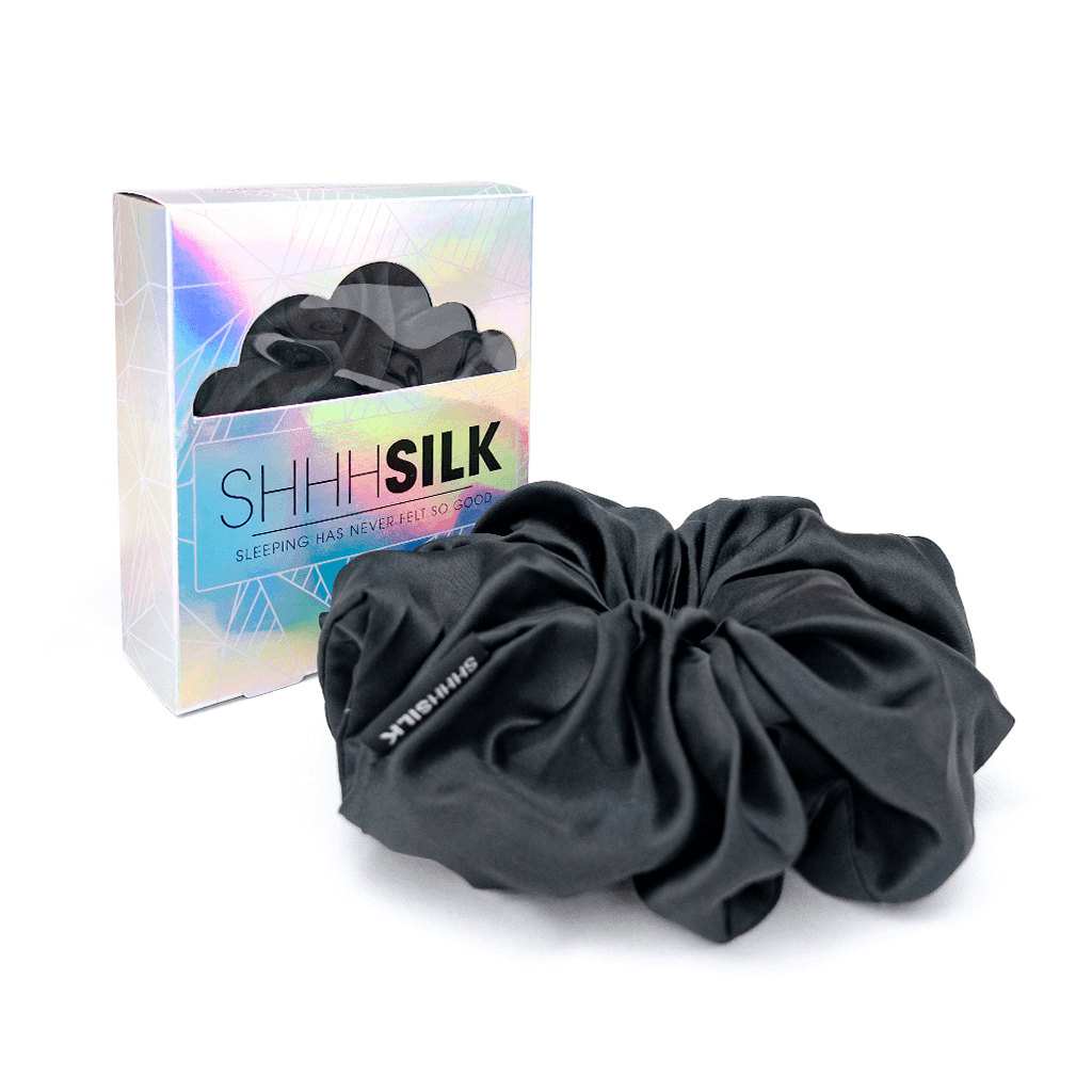 Shhh Silk Oversized Black Silk Scrunchie