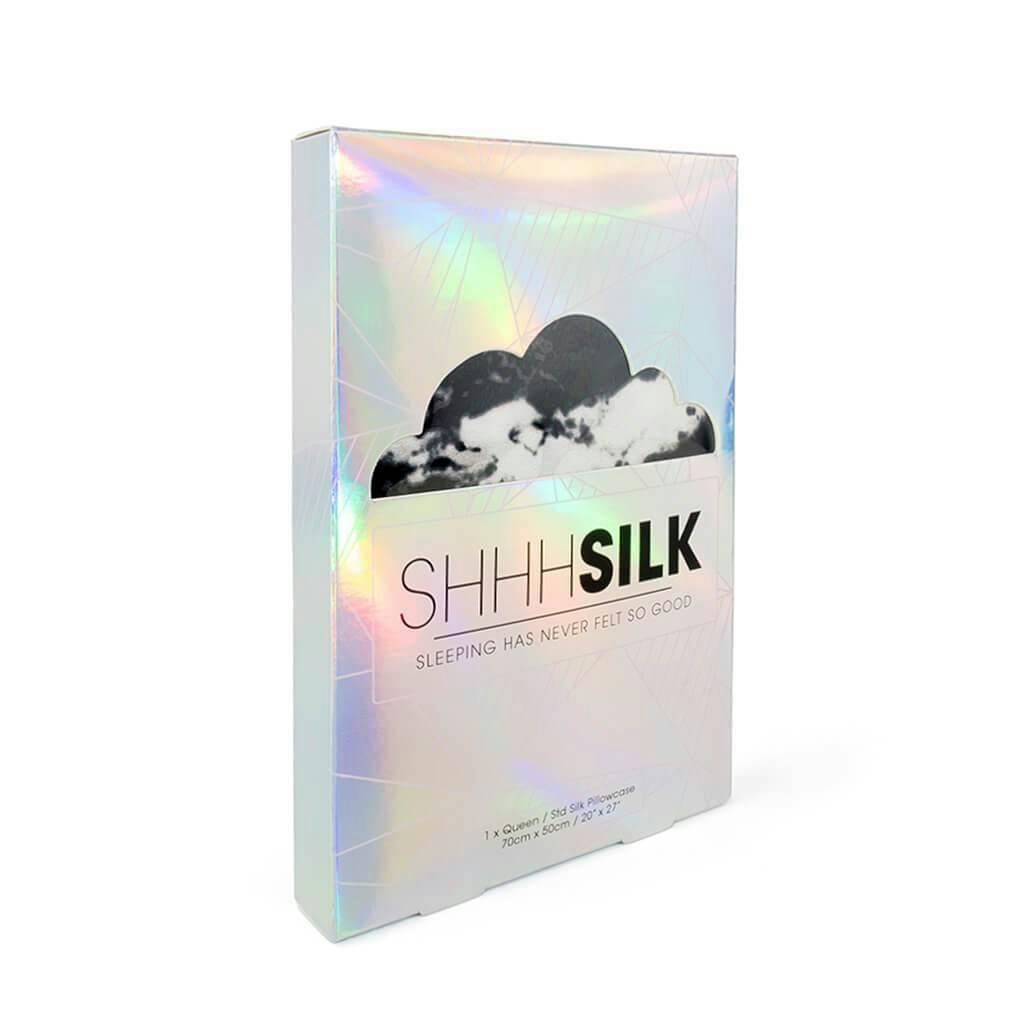 Shhh Silk Black Marble Silk Pillowcase - Queen Size