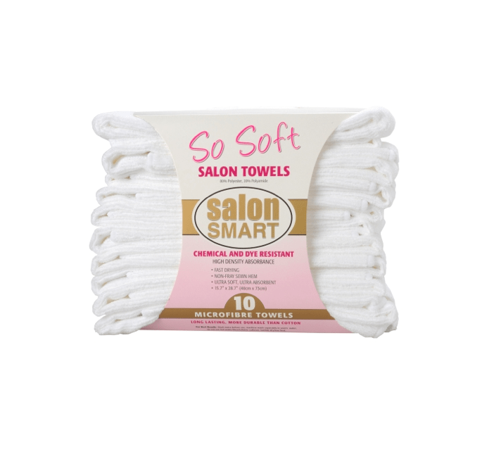 Salon Smart So Soft Microfibre White Salon Towels 10 Pk - White