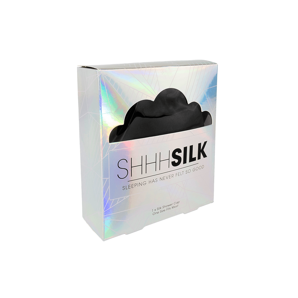 Shhh Silk Black Silk Lined Shower Cap