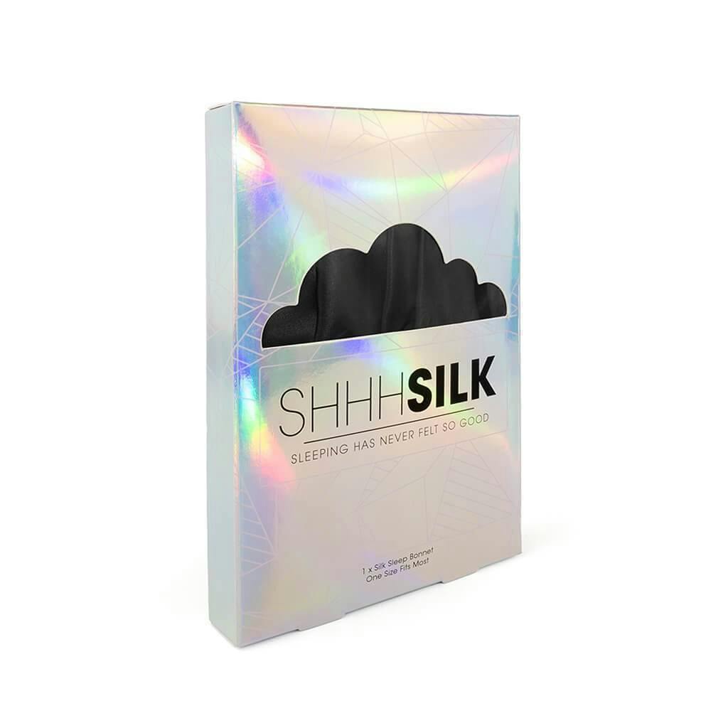 Shhh Silk Black Silk Sleep Bonnet